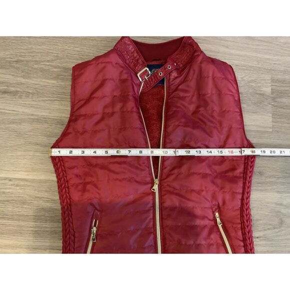 U-Bien Red Sleeveless Zip Puffer High Collar Zipper Pockets Womens Vest Size Med - Picture 7 of 12